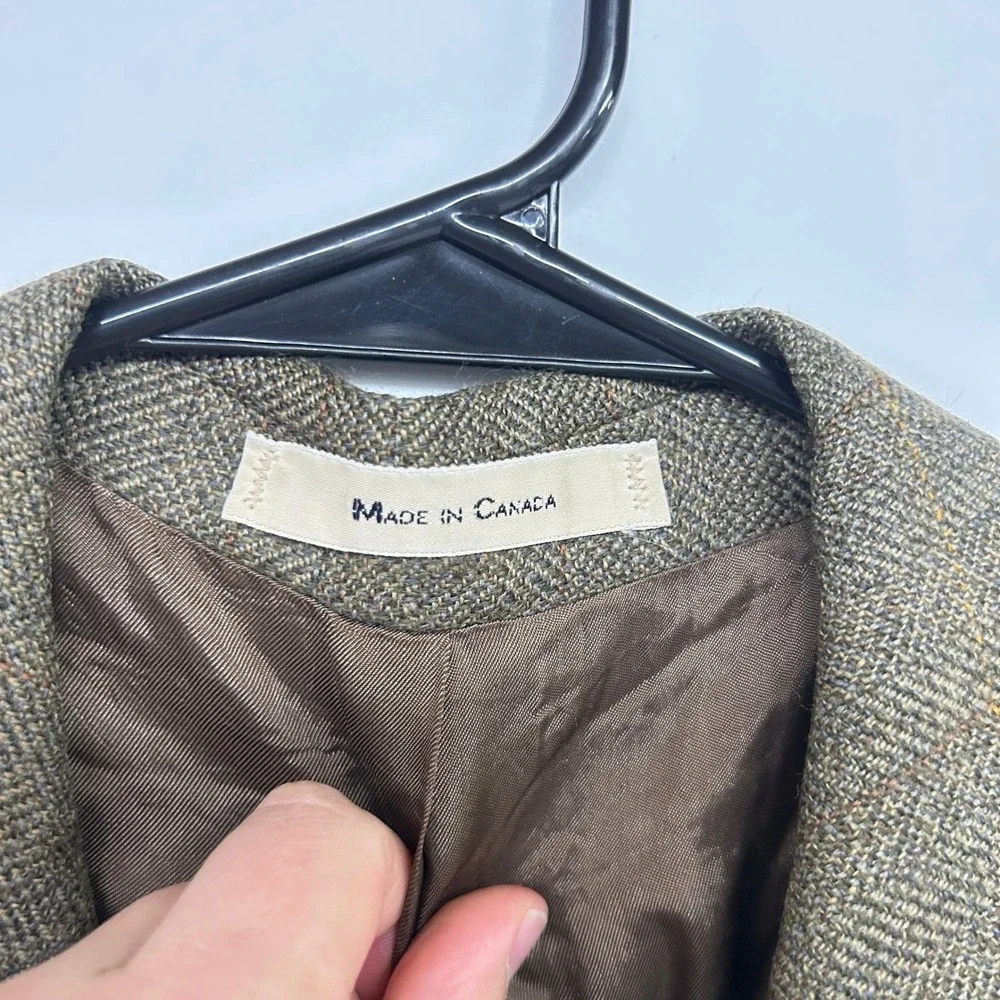 Chaps Ralph Lauren Wool Windowpane Blazer 42 Tall Brown Dark Academia Professor‎